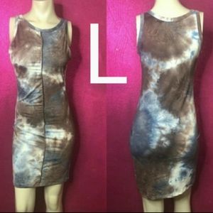 🆕Dusty Blue, Grey & White Tie Dye Bodycon Dress   Size L